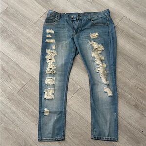 Stylish Blue Distressed Slim Jeans